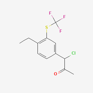 molecular formula C12H12ClF3OS B14035889 1-Chloro-1-(4-ethyl-3-(trifluoromethylthio)phenyl)propan-2-one 