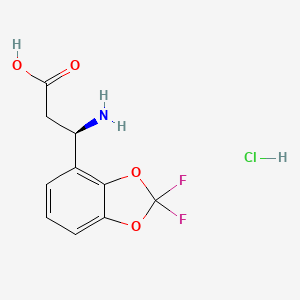 molecular formula C10H10ClF2NO4 B14035938 (R)-3-Amino-3-(2,2-difluorobenzo[D][1,3]dioxol-4-YL)propanoic acid hydrochloride 