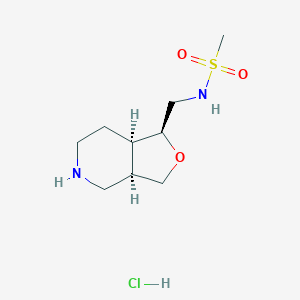 molecular formula C9H19ClN2O3S B14036023 Rel-N-(((1S,3aR,7aR)-octahydrofuro[3,4-c]pyridin-1-yl)methyl)methanesulfonamide hydrochloride 