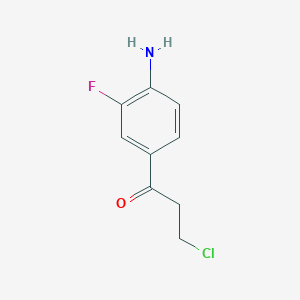 molecular formula C9H9ClFNO B14036066 1-(4-Amino-3-fluorophenyl)-3-chloropropan-1-one 