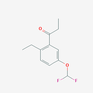 molecular formula C12H14F2O2 B14036110 1-(5-(Difluoromethoxy)-2-ethylphenyl)propan-1-one 