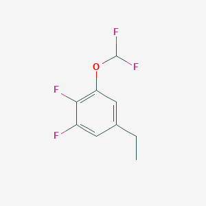 molecular formula C9H8F4O B14036120 1,2-Difluoro-3-difluoromethoxy-5-ethylbenzene 