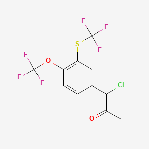 molecular formula C11H7ClF6O2S B14036132 1-Chloro-1-(4-(trifluoromethoxy)-3-(trifluoromethylthio)phenyl)propan-2-one 