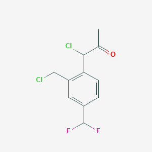 molecular formula C11H10Cl2F2O B14036163 1-Chloro-1-(2-(chloromethyl)-4-(difluoromethyl)phenyl)propan-2-one 