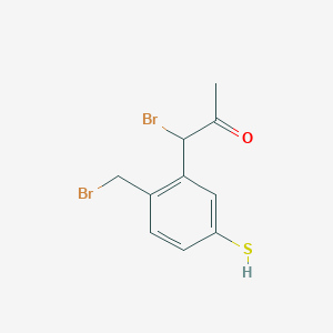 molecular formula C10H10Br2OS B14036317 1-Bromo-1-(2-(bromomethyl)-5-mercaptophenyl)propan-2-one 