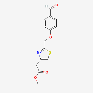 molecular formula C14H13NO4S B14036350 Methyl 2-(2-((4-formylphenoxy)methyl)thiazol-4-yl)acetate 