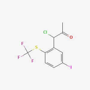 molecular formula C10H7ClF3IOS B14036387 1-Chloro-1-(5-iodo-2-(trifluoromethylthio)phenyl)propan-2-one 