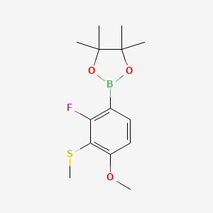 molecular formula C14H20BFO3S B14036389 2-(2-Fluoro-4-methoxy-3-(methylthio)phenyl)-4,4,5,5-tetramethyl-1,3,2-dioxaborolane 