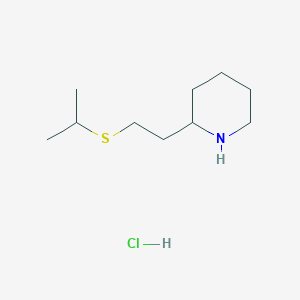 molecular formula C10H22ClNS B1403650 2-[2-(丙-2-基硫烷基)乙基]哌啶盐酸盐 CAS No. 1820718-02-2