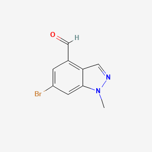 molecular formula C9H7BrN2O B14036508 6-bromo-1-methyl-1H-indazole-4-carbaldehyde 