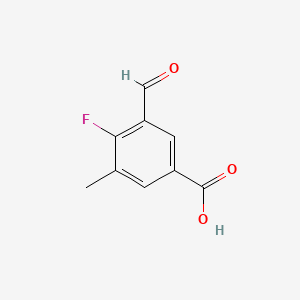 molecular formula C9H7FO3 B14036560 4-Fluoro-3-formyl-5-methylbenzoic acid 