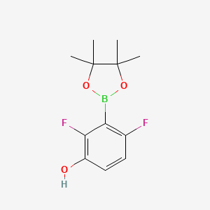 molecular formula C12H15BF2O3 B14036668 2,4-Difluoro-3-(4,4,5,5-tetramethyl-1,3,2-dioxaborolan-2-yl)phenol 