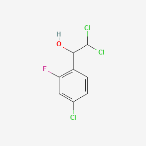 molecular formula C8H6Cl3FO B14036681 2,2-Dichloro-1-(4-chloro-2-fluorophenyl)ethanol 