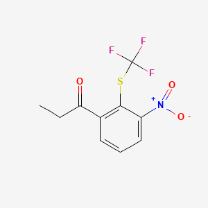 molecular formula C10H8F3NO3S B14036755 1-(3-Nitro-2-(trifluoromethylthio)phenyl)propan-1-one 