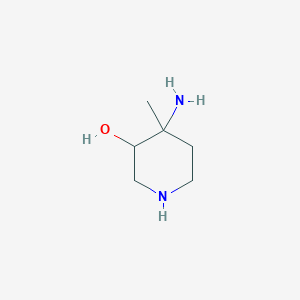 molecular formula C6H14N2O B14036857 4-Amino-4-methylpiperidin-3-ol 