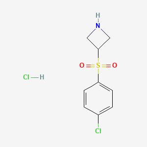 molecular formula C9H11Cl2NO2S B1403688 3-[(4-氯苯基)磺酰基]氮杂环丁烷盐酸盐 CAS No. 1820665-00-6