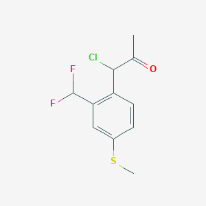 molecular formula C11H11ClF2OS B14036893 1-Chloro-1-(2-(difluoromethyl)-4-(methylthio)phenyl)propan-2-one 