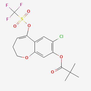 molecular formula C16H16ClF3O6S B14036966 7-Chloro-5-(((trifluoromethyl)sulfonyl)oxy)-2,3-dihydrobenzo[b]oxepin-8-yl pivalate 