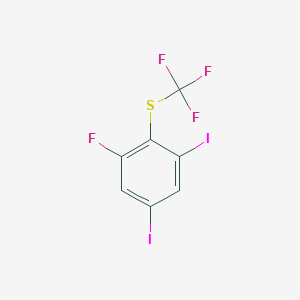 molecular formula C7H2F4I2S B14036978 1,5-Diiodo-3-fluoro-2-(trifluoromethylthio)benzene 