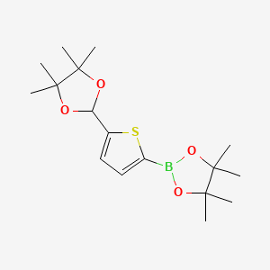 molecular formula C17H27BO4S B1403705 4,4,5,5-四甲基-2-[5-(4,4,5,5-四甲基-1,3-二氧戊环-2-基)噻吩-2-基]-1,3,2-二氧杂硼环丁烷 CAS No. 1492038-20-6