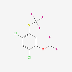 molecular formula C8H3Cl2F5OS B14037118 1,5-Dichloro-2-difluoromethoxy-4-(trifluoromethylthio)benzene CAS No. 1803834-16-3