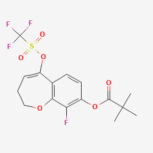 molecular formula C16H16F4O6S B14037222 9-Fluoro-5-(((trifluoromethyl)sulfonyl)oxy)-2,3-dihydrobenzo[b]oxepin-8-yl pivalate 