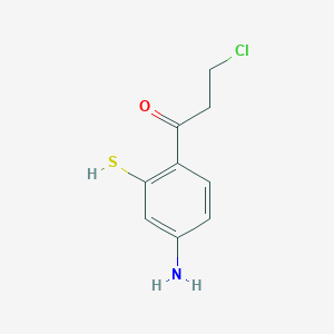 molecular formula C9H10ClNOS B14037300 1-(4-Amino-2-mercaptophenyl)-3-chloropropan-1-one 