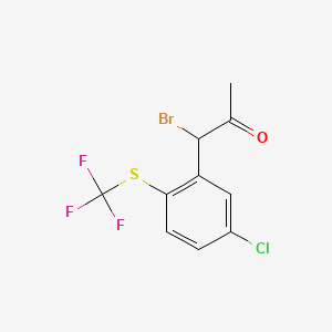 molecular formula C10H7BrClF3OS B14037314 1-Bromo-1-(5-chloro-2-(trifluoromethylthio)phenyl)propan-2-one 