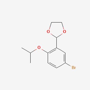 molecular formula C12H15BrO3 B14037334 2-(5-Bromo-2-isopropoxyphenyl)-1,3-dioxolane 