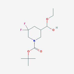 molecular formula C13H23F2NO4 B1403734 叔丁基-5-(乙氧基(羟基)甲基)-3,3-二氟哌啶-1-甲酸酯 CAS No. 1379811-97-8