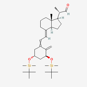 molecular formula C34H60O3Si2 B14037389 (2S)-2-[(1R,3aS,4E,7aR)-4-[2-[(3S,5R)-3,5-bis[[tert-butyl(dimethyl)silyl]oxy]-2-methylidenecyclohexylidene]ethylidene]-7a-methyl-2,3,3a,5,6,7-hexahydro-1H-inden-1-yl]propanal 