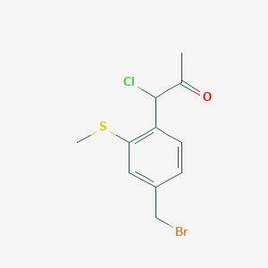 molecular formula C11H12BrClOS B14037455 1-(4-(Bromomethyl)-2-(methylthio)phenyl)-1-chloropropan-2-one 