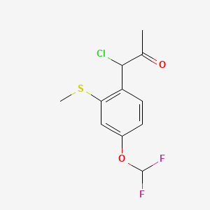 molecular formula C11H11ClF2O2S B14037465 1-Chloro-1-(4-(difluoromethoxy)-2-(methylthio)phenyl)propan-2-one 