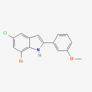 molecular formula C15H11BrClNO B14037558 7-Bromo-5-chloro-2-(3-methoxyphenyl)-1H-indole 