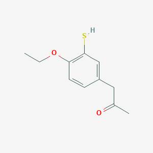 molecular formula C11H14O2S B14037562 1-(4-Ethoxy-3-mercaptophenyl)propan-2-one 