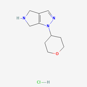 molecular formula C10H16ClN3O B1403762 1-(4-Tetrahydropyranyl)-1,4,5,6-tetrahydropyrrolo[3,4-c]pyrazole Hydrochloride CAS No. 1434128-47-8