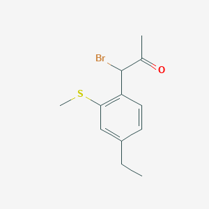 molecular formula C12H15BrOS B14037681 1-Bromo-1-(4-ethyl-2-(methylthio)phenyl)propan-2-one 