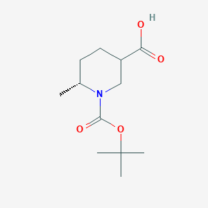 molecular formula C12H21NO4 B14037722 (6R)-1-(tert-Butoxycarbonyl)-6-methylpiperidine-3-carboxylic acid 