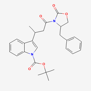 molecular formula C27H30N2O5 B1403774 tert-Butyl 3-[1-methyl-3-(4-benzyl-2-oxo-1,3-oxazol-idin-3-yl)-3-oxopropyl]indole-1-carboxylate CAS No. 1132816-77-3