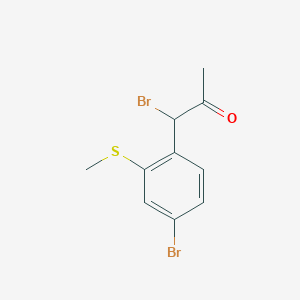 molecular formula C10H10Br2OS B14037760 1-Bromo-1-(4-bromo-2-(methylthio)phenyl)propan-2-one 