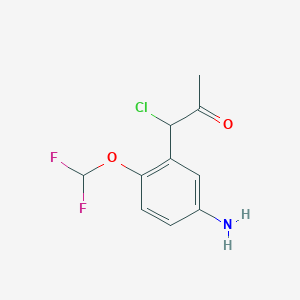 molecular formula C10H10ClF2NO2 B14037785 1-(5-Amino-2-(difluoromethoxy)phenyl)-1-chloropropan-2-one 