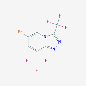 molecular formula C8H2BrF6N3 B14037803 6-Bromo-3,8-bis(trifluoromethyl)-[1,2,4]triazolo[4,3-a]pyridine 