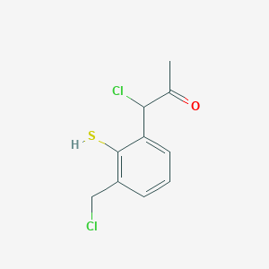 molecular formula C10H10Cl2OS B14037812 1-Chloro-1-(3-(chloromethyl)-2-mercaptophenyl)propan-2-one 