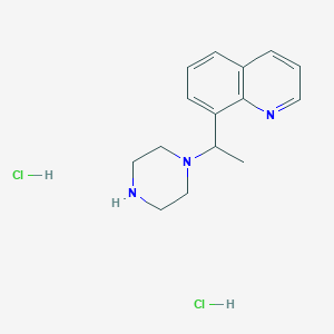 molecular formula C15H21Cl2N3 B14037832 8-(1-(Piperazin-1-YL)ethyl)quinoline 2hcl 