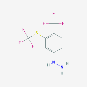 molecular formula C8H6F6N2S B14037859 1-(4-(Trifluoromethyl)-3-(trifluoromethylthio)phenyl)hydrazine 