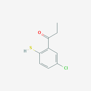 molecular formula C9H9ClOS B14037893 1-(5-Chloro-2-mercaptophenyl)propan-1-one 