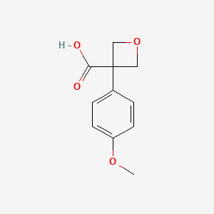 molecular formula C11H12O4 B1403795 3-(4-甲氧基苯基)氧杂环丁烷-3-羧酸 CAS No. 1416323-25-5
