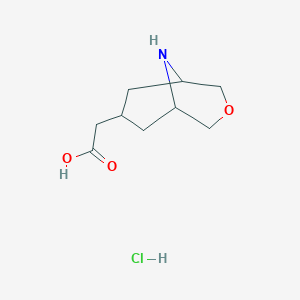 molecular formula C9H16ClNO3 B1403797 3-氧杂-9-氮杂-双环[3.3.1]壬烷-7-乙酸盐酸盐 CAS No. 1389264-26-9