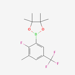 molecular formula C14H17BF4O2 B14037973 2-(2-Fluoro-3-methyl-5-(trifluoromethyl)phenyl)-4,4,5,5-tetramethyl-1,3,2-dioxaborolane 