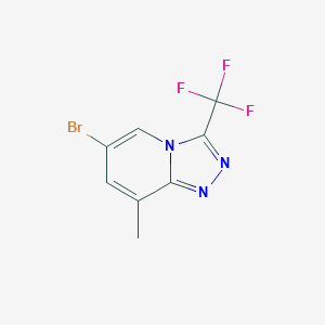 molecular formula C8H5BrF3N3 B14038011 6-Bromo-8-methyl-3-(trifluoromethyl)-[1,2,4]triazolo[4,3-a]pyridine 